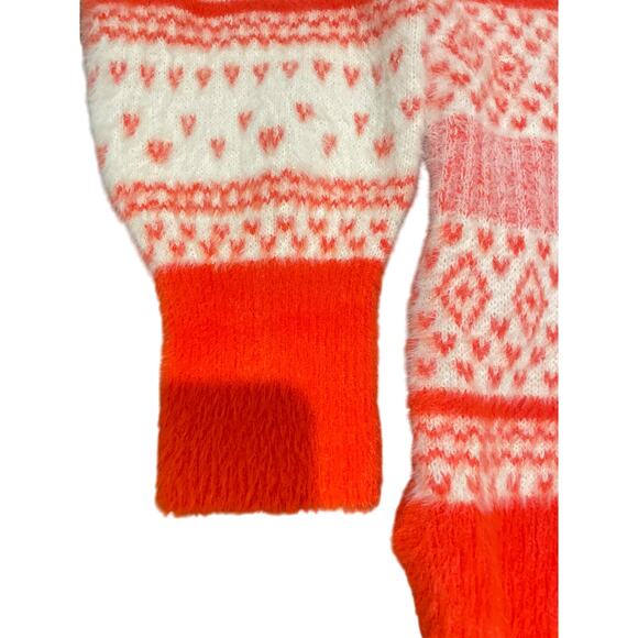 AERIE FURRY OVERSIZED SWEATER COOL VIBES KNITTED SZ M ORANGE BURST COZY WARMTH - Picture 3 of 15